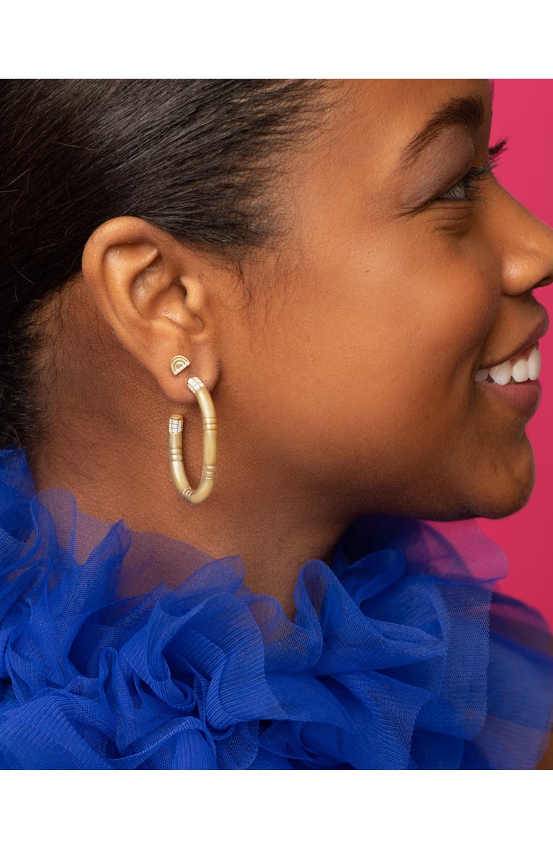 Campbell + Charlotte Crew Large Oval Hoop Earring - Pink Sapphire & Diamond, Alternate, color, Diamond, Sapphire- Gold