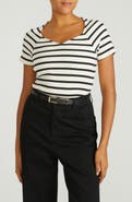 Universal Standard Carey Stripe V-Neck Cotton Rib Top