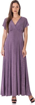 24seven Comfort Apparel Elevate by 24seven Womens Cap Sleeve Slinky Knit Maxi Dress