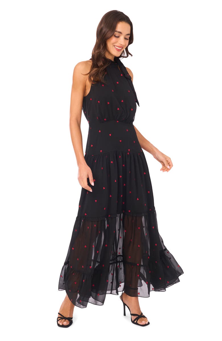 CeCe Embroidered Sleeveless Tiered Maxi Dress, Alternate, color, Rich Black