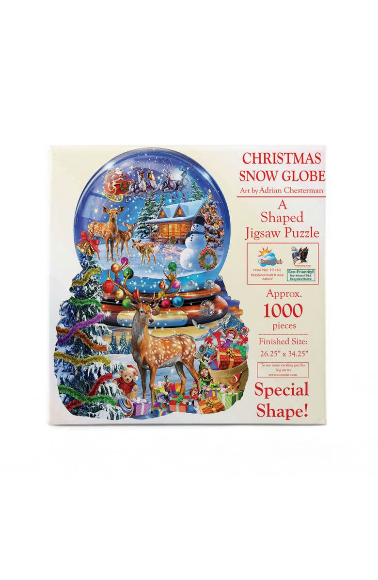 Sunsout Christmas Snow Globe 1000 piece Jigsaw Puzzle for Adults Special Shape, Alternate, color, Multicolor