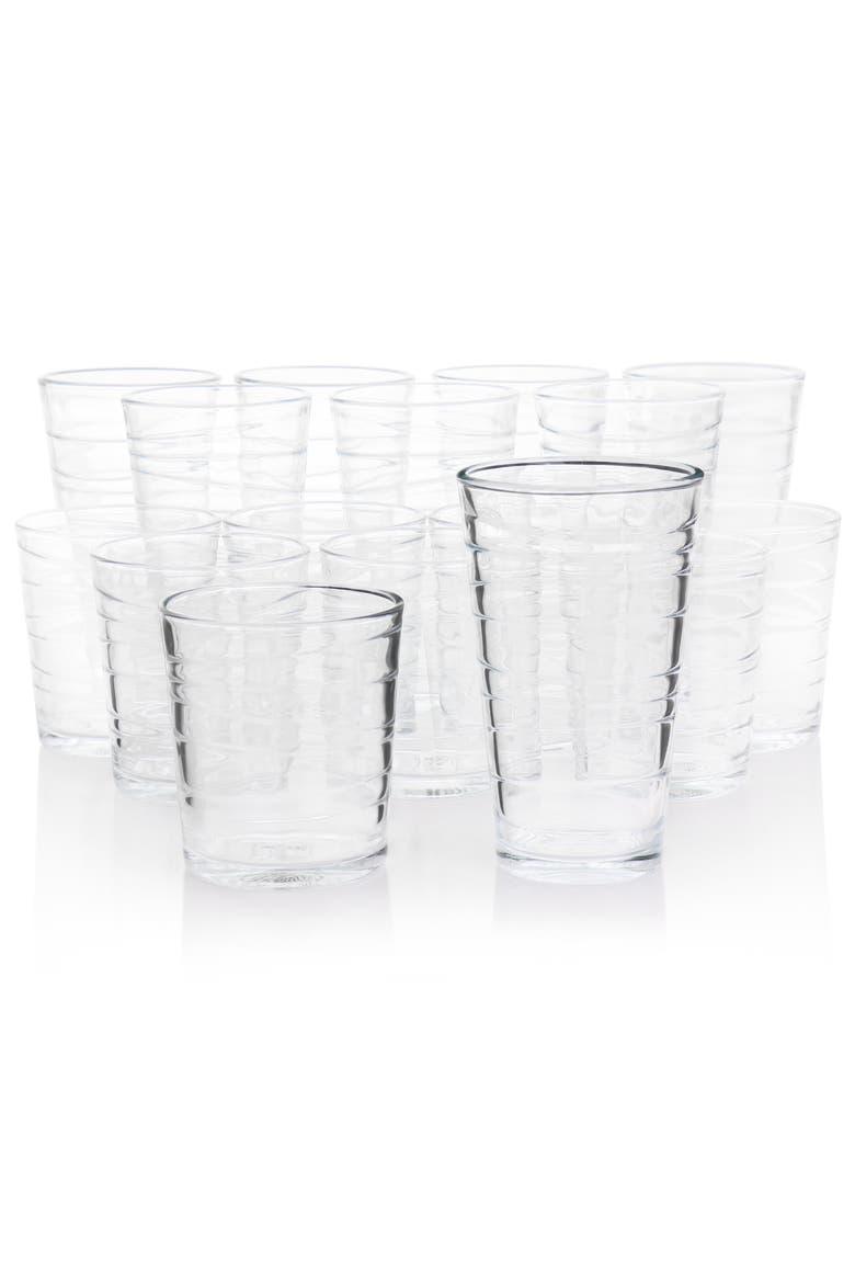 16 Piece Swirl Clear Assorted Glassware Set, Alternate, color, Clear