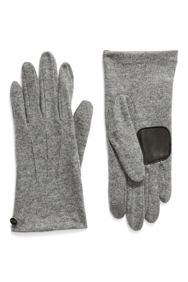 Wool & Cashmere Blend Water Repellent Touchscreen Gloves, Main, color, HEATHER GREY
