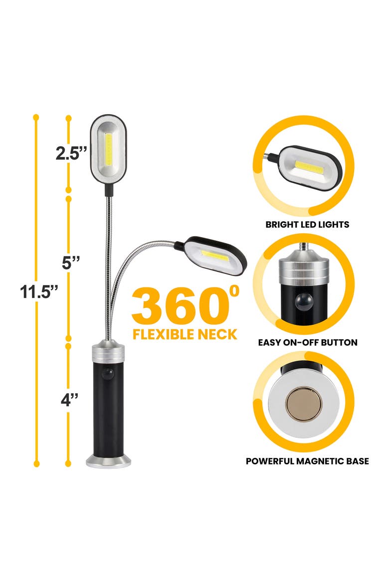 Set of 2 LED BBQ Grill Lights, Alternate, color, BLACK