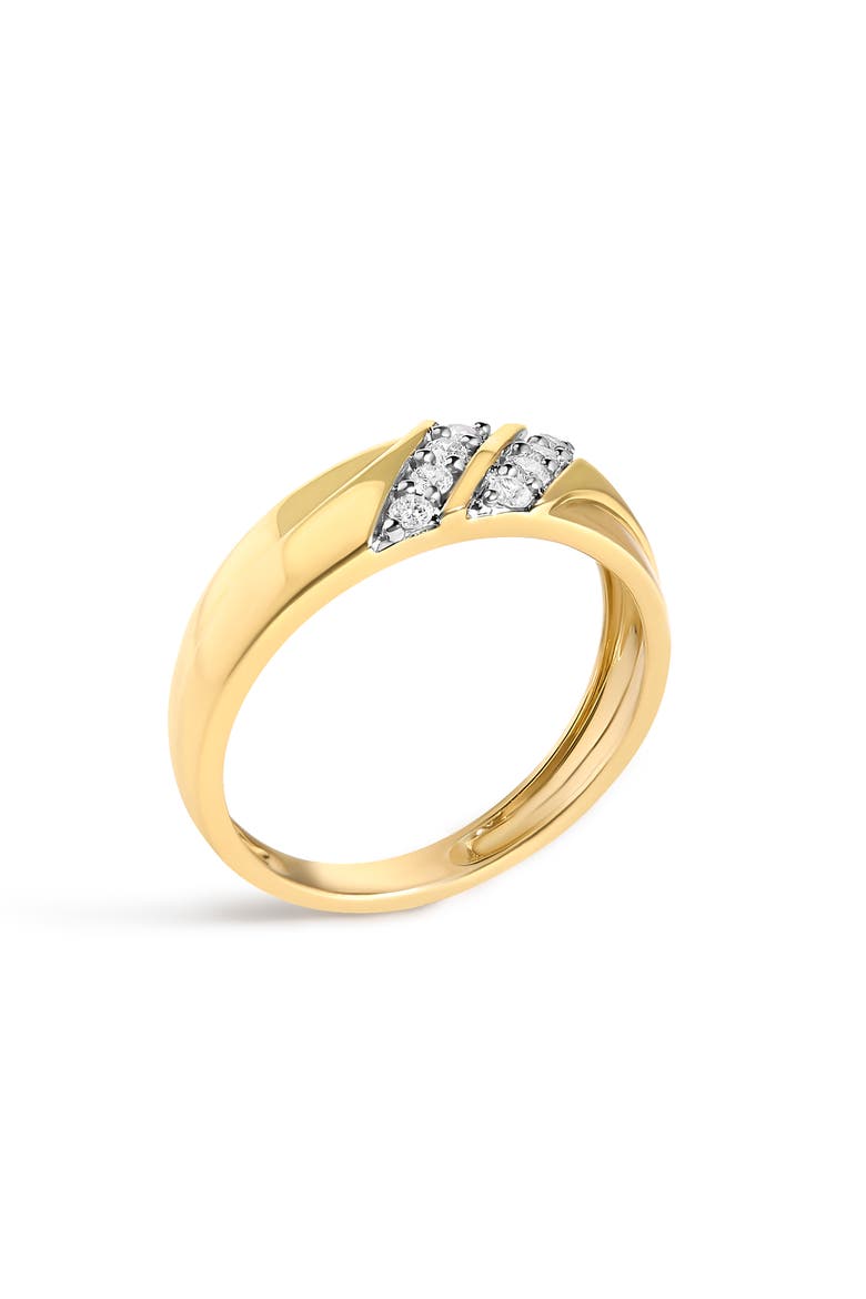 Men's 14K Yellow Gold Plated Sterling Silver 1/4 Cttw Diamond Two Row Channel Band Ring, Alternate, color, Yellow Gold over Silver