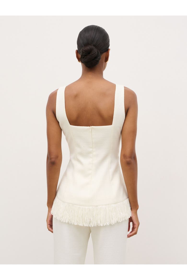 Verona Fringed Tweed Top, Alternate, color, Cream