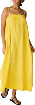 Eileen Fisher Stripe Organic Cotton Gauze Maxi Dress