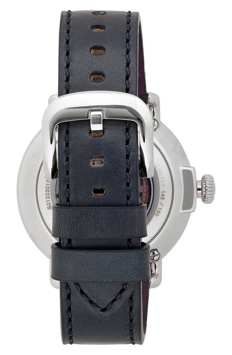 Shinola Runwell J Dilla Automatic Leather Strap Watch, Alternate, color, 