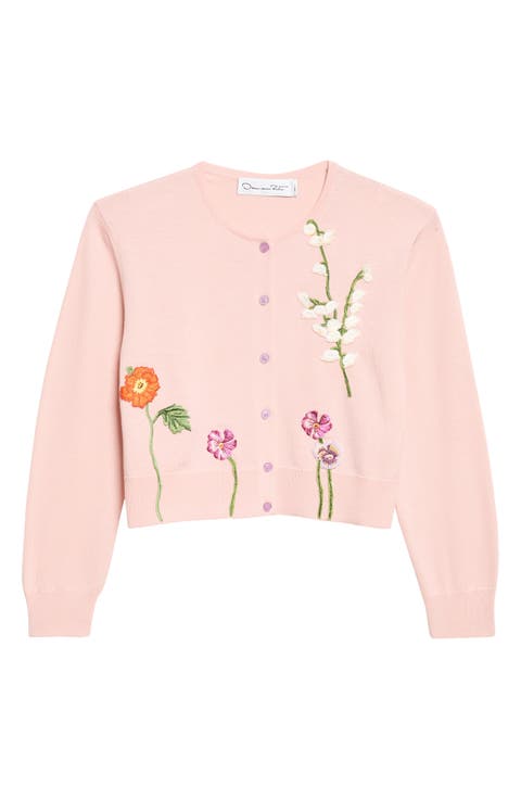 Classic Floral Embroidered Wool Cardigan