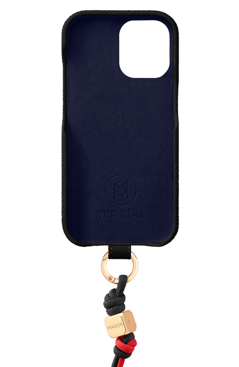 MAISON de SABRÉ Wristlet Phone Case, Alternate, color, Black Caviar
