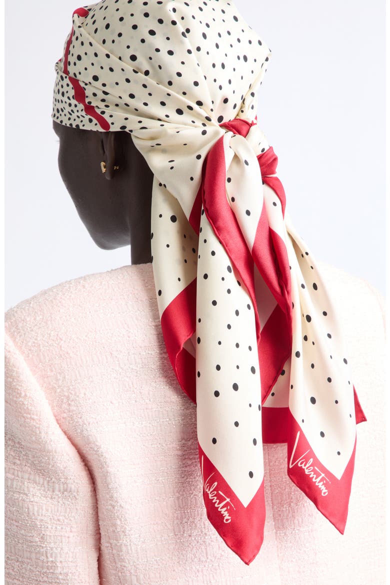 Little Stars Print Silk Scarf, Alternate, color, VANILLA