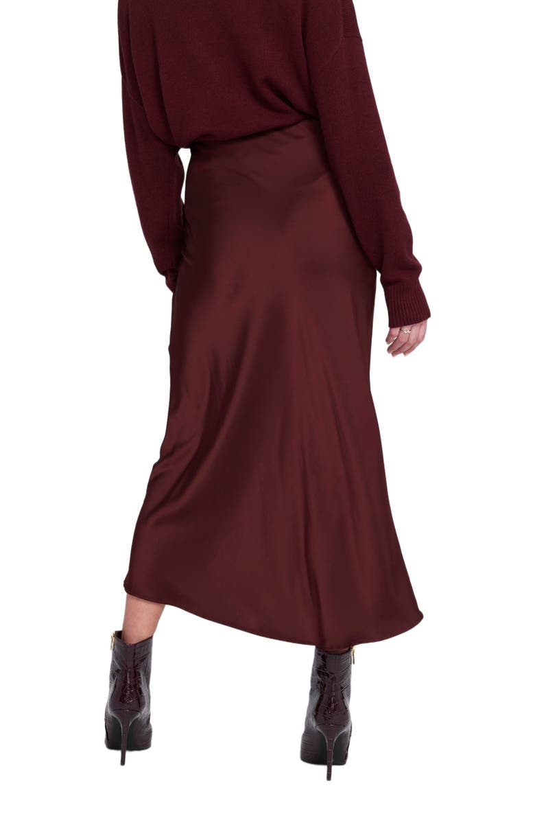 ELLE Collection Satin Midi Skirt Slip, Alternate, color, Wine