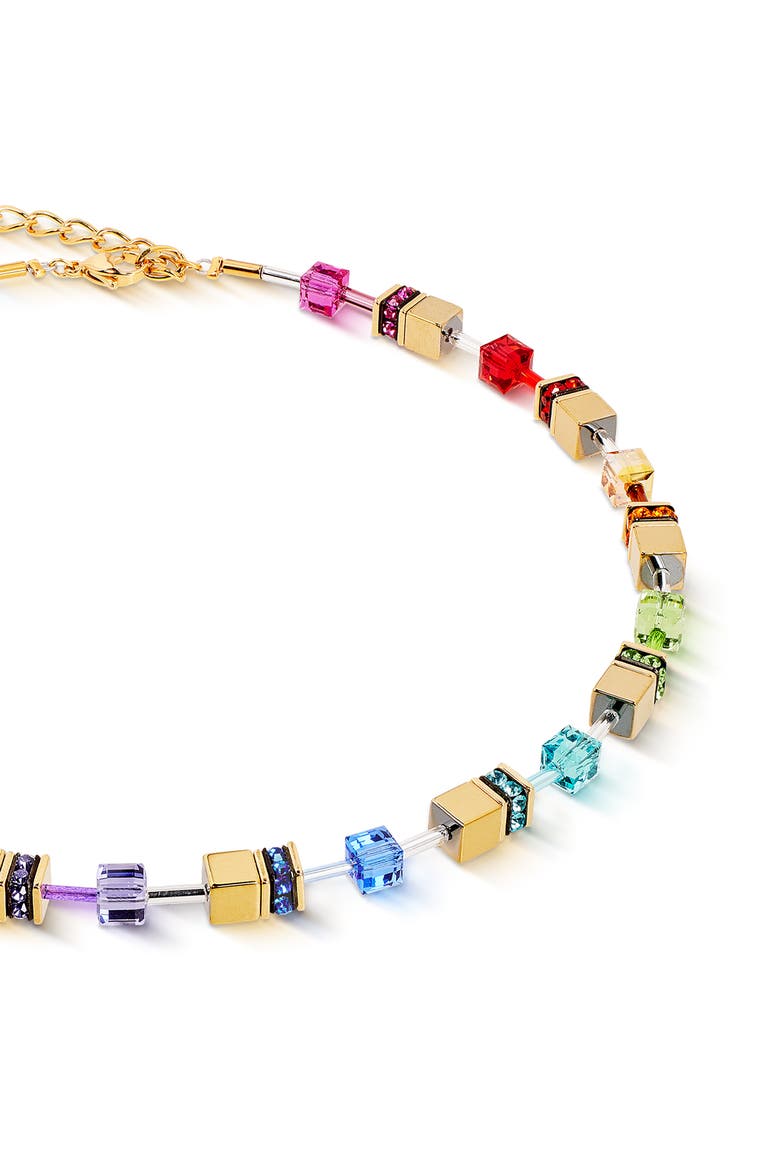 Geocube Iconic Metallic Gold Necklace, Alternate, color, Rainbow