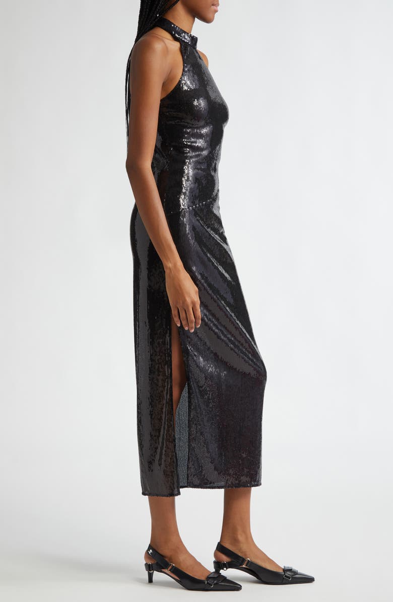 Courrèges Halter Neck Sequin Dress, Alternate, color,