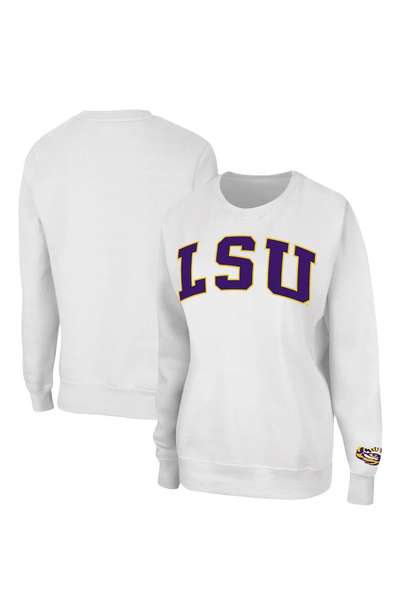 COLOSSEUM Women's Colosseum White LSU Tigers Campanile Pullover Sweatshirt, Main, color, White