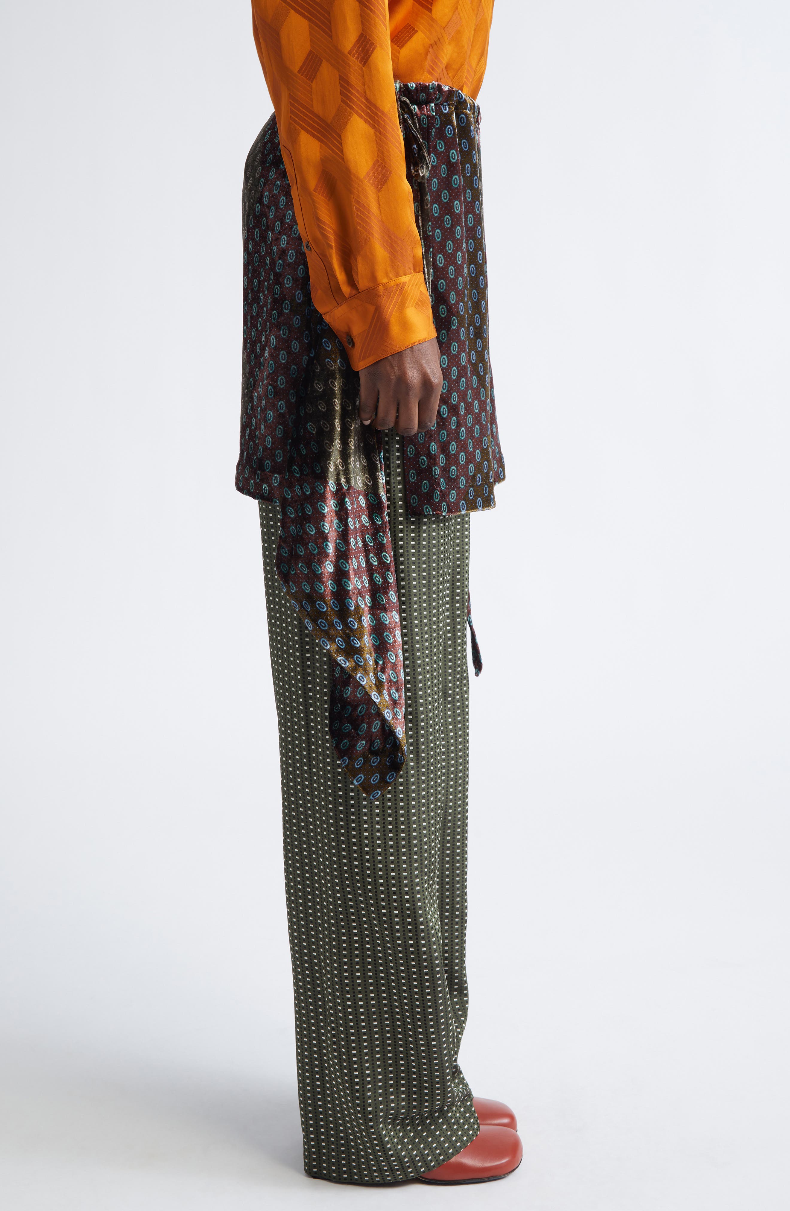 Dries Van Noten Pritty Mixed Print Satin Skirt Pants (Women ...