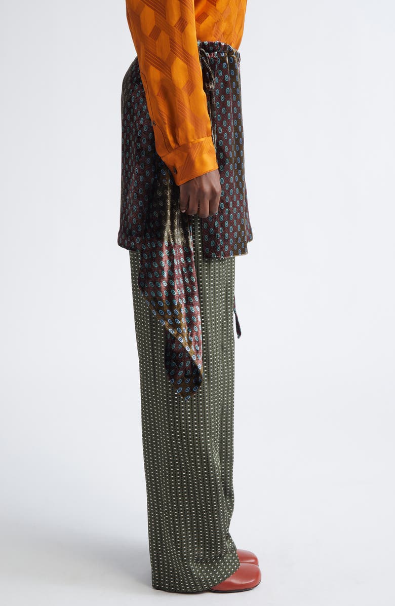 Dries Van Noten Pritty Mixed Print Satin Skirt Pants, Alternate, color, Khaki