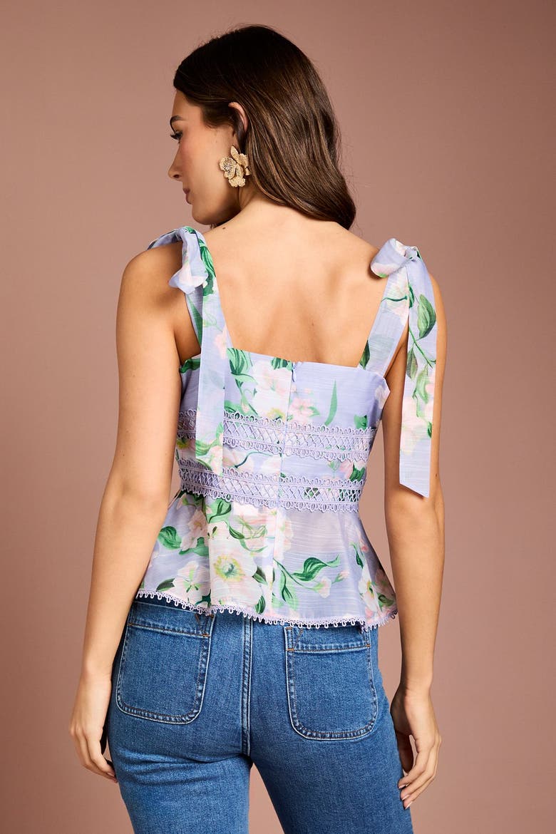 Square Neck Bow Shoulder Peplum Top, Alternate, color, Lilac