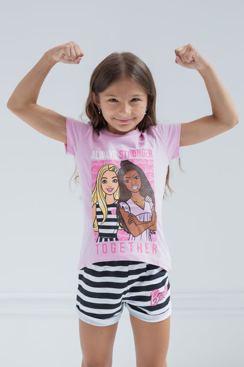 T-Shirt & French Terry Shorts Set, Alternate, color, Pink / Black