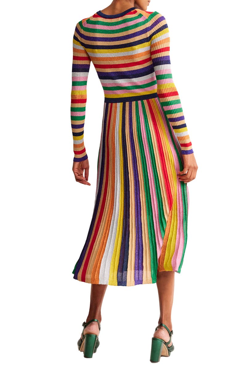 Boden Metallic Stripe Long Sleeve Ribbed Sweater Dress, Alternate, color, 