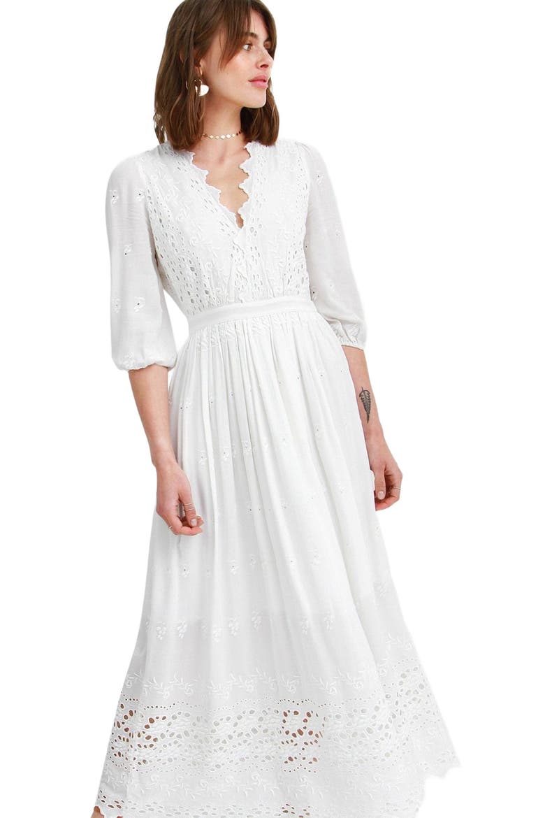 All Eyes On Me Midi Dress, Alternate, color, White