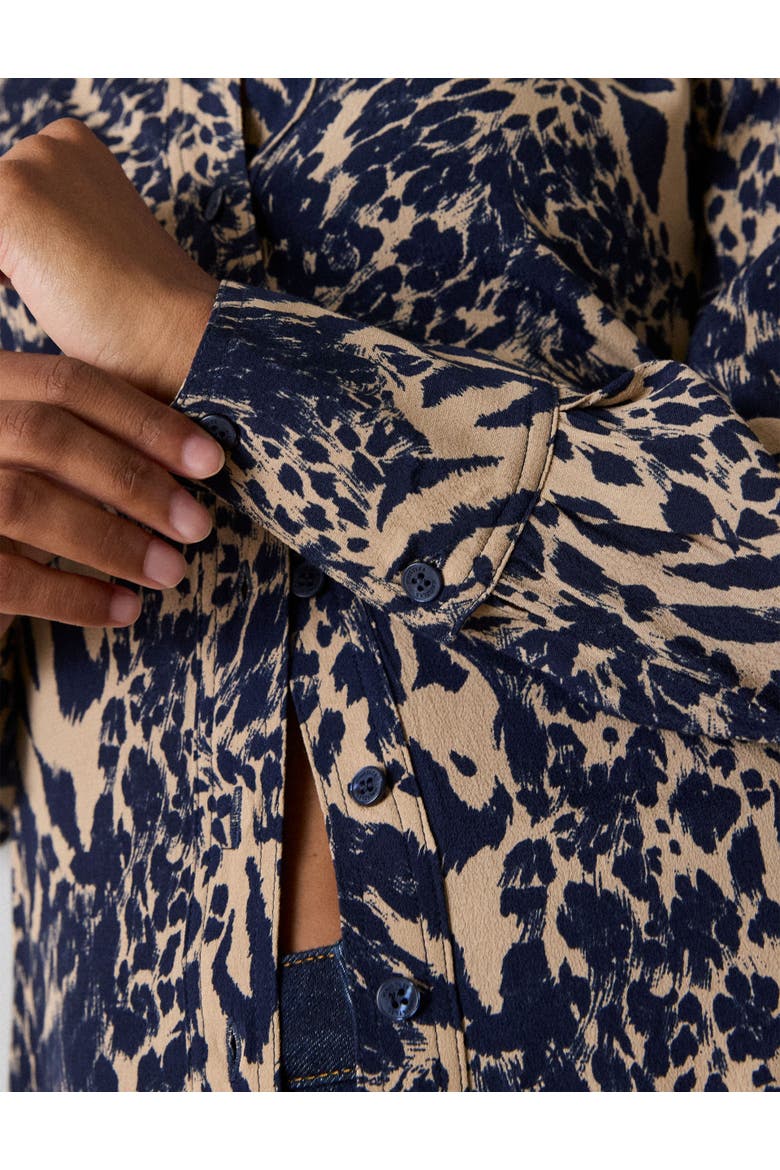 Patchwork Leopard Print Shirt, Alternate, color, Navy/Multi
