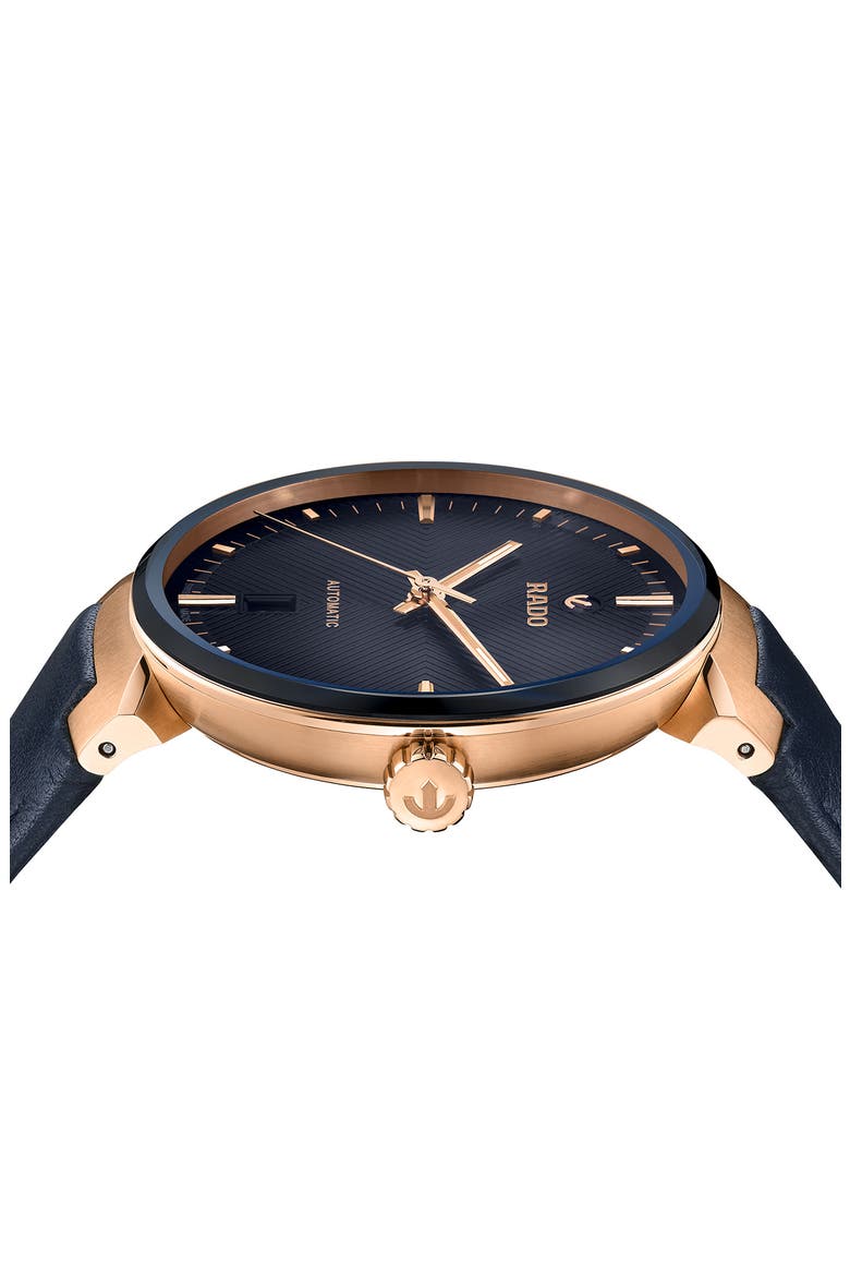 Florence Automatic Leather Strap Watch, 39mm, Alternate, color, BLUE