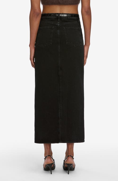 Frame The Column Denim Midi Skirt In Black
