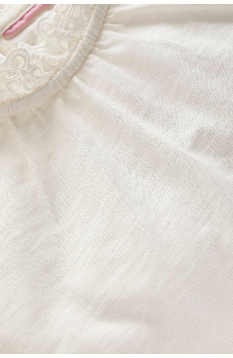 Mini Boden Kids' Embroidered Eyelet Accent Cotton Top, Alternate, color, Soft Ivory