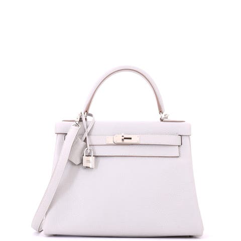 Kelly Handbag Grey Clemence with Palladium Hardware 28