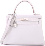 Pre-Owned Hermes Kelly Handbag Grey Clemence with Palladium Hardware 28