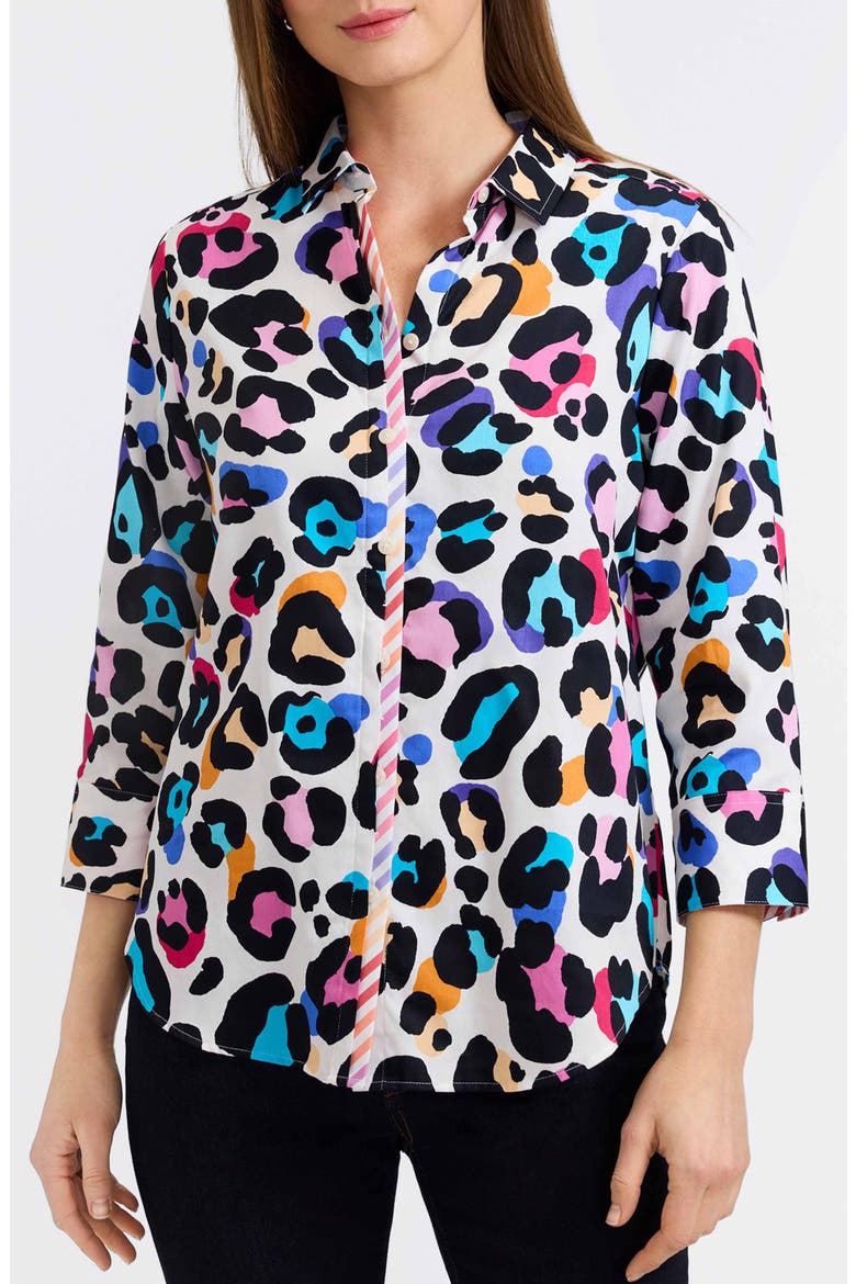 Charlie Colorful Leopard Print Cotton Button-Up Shirt, Main, color, MULTI