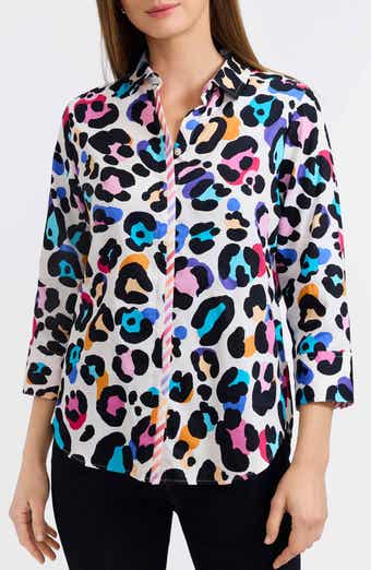 Charlie Colorful Leopard Print Cotton Button-Up Shirt