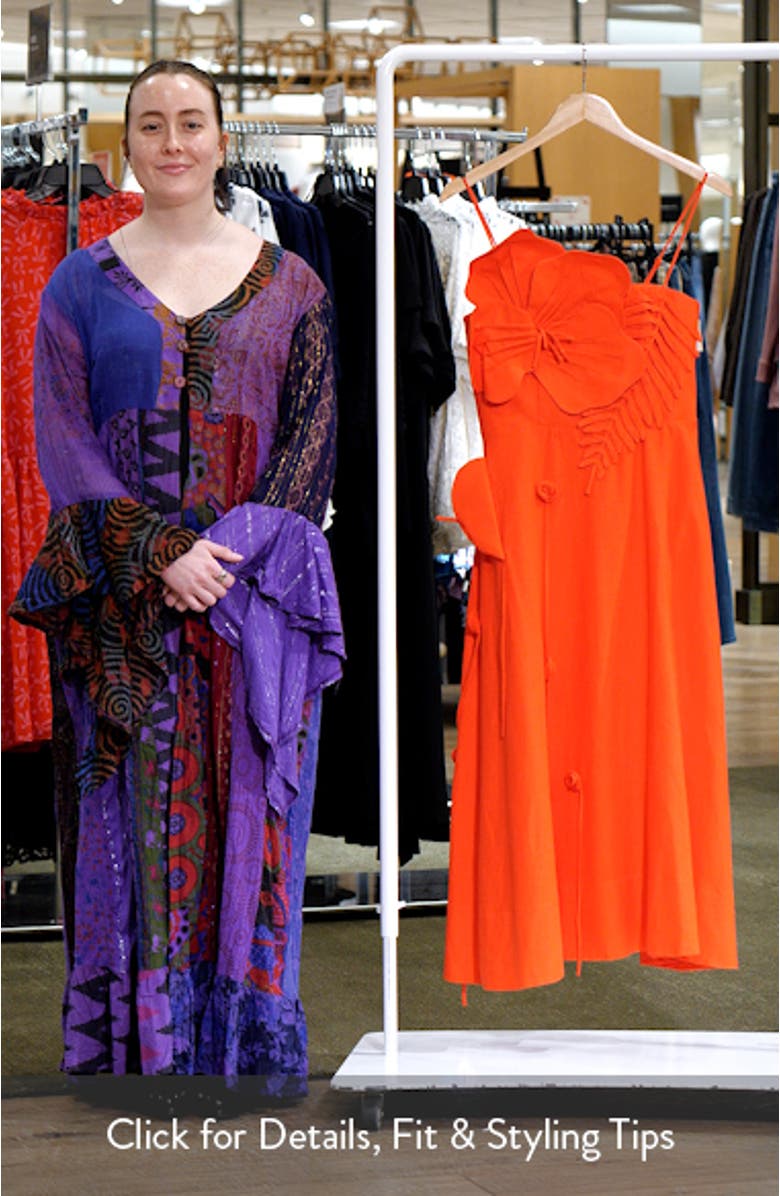 Red Garden Linen Blend Cocktail Midi Dress, sales video thumbnail