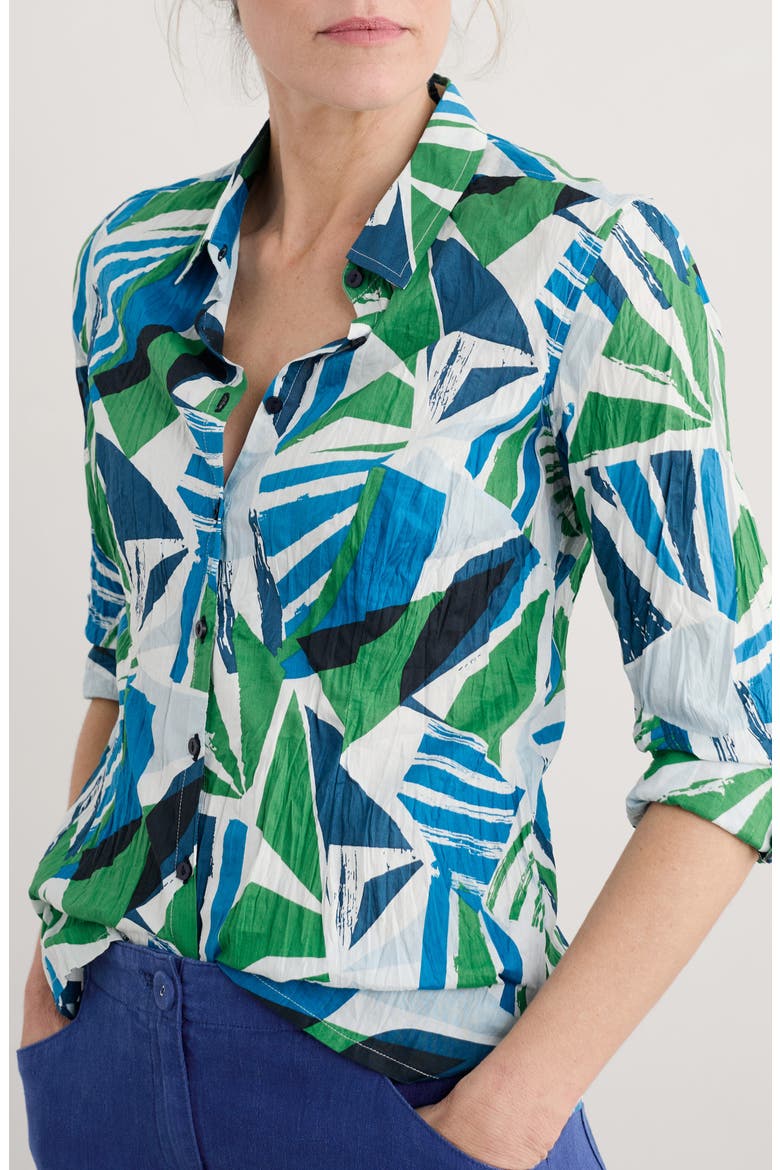 Larissa Abstract Print Organic Cotton Button-Up Shirt, Alternate, color, SPINNAKER SAILS HEDGEROW