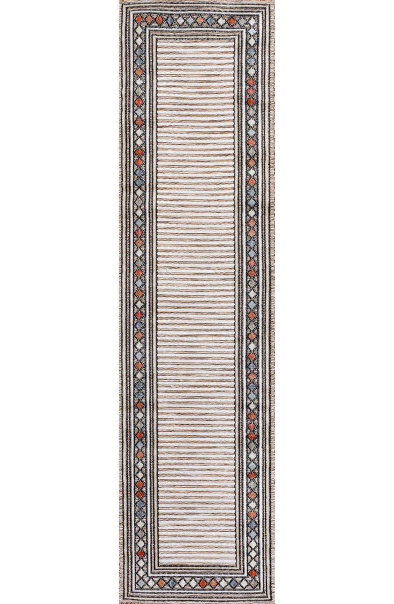 JONATHAN Y Sebastian High-Low Modern Diamond Border Indoor/Outdoor Area Rug, Alternate, color, Brown/Ivory
