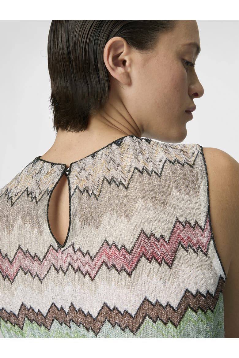 Sleeveless Crew-neck Top In Viscose Lamé With Snake Motif, Alternate, color, Multicoloured