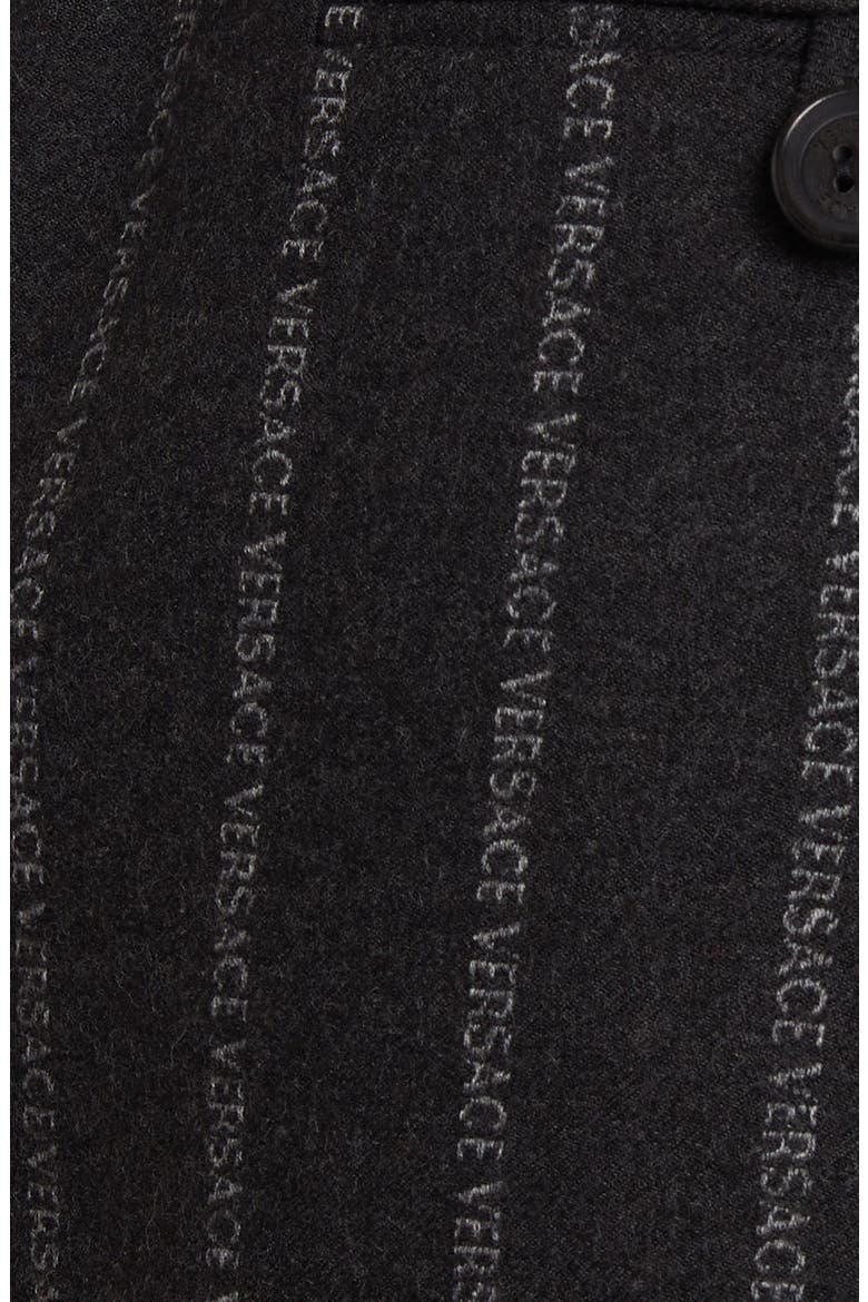 Pleated Pinstripe Logo Wool Blend Miniskirt, Alternate, color, CHARCOAL MELANGE