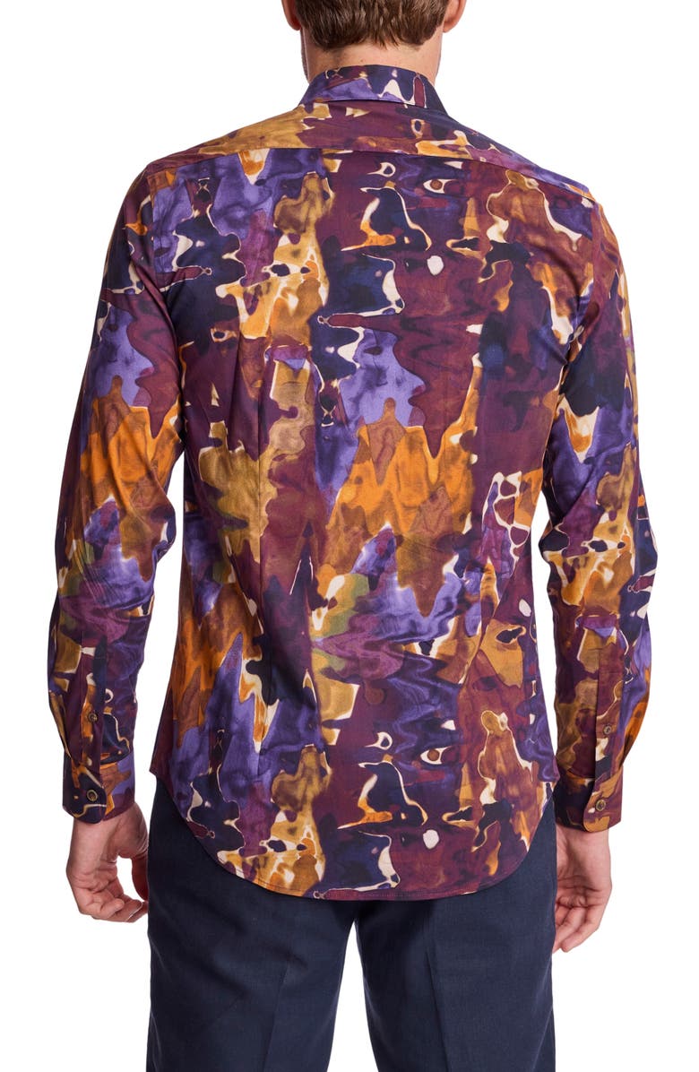 PAISLEY & GRAY Parker Trim Fit Stretch Cotton Button-Up Shirt, Alternate, color, Colorful Swirls