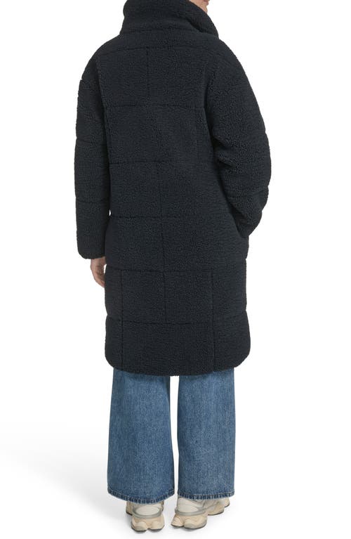 Levi's Quilted Fleece Long Teddy Coat In Blue