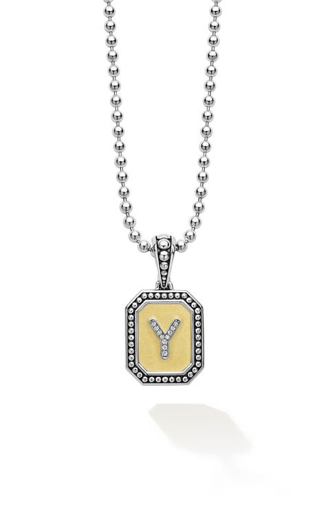 Signature Caviar Diamond Initial Pendant Necklace