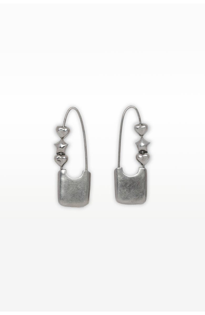 67jewelry Puffed Heart and Star Safety Pins, Main, color, Silver