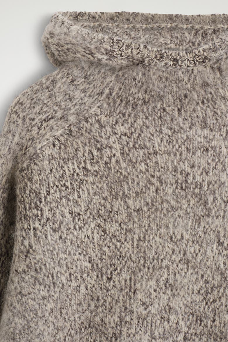 Chunky Brushed-Cashmere Hoodie, Alternate, color, GRAY MÉLANGE