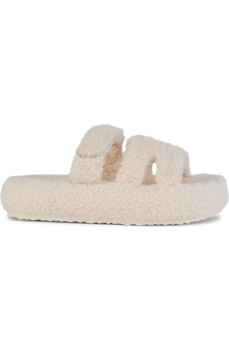 AZALEA WANG Honor Faux Shearling Platform Slide Sandal, Alternate, color, White
