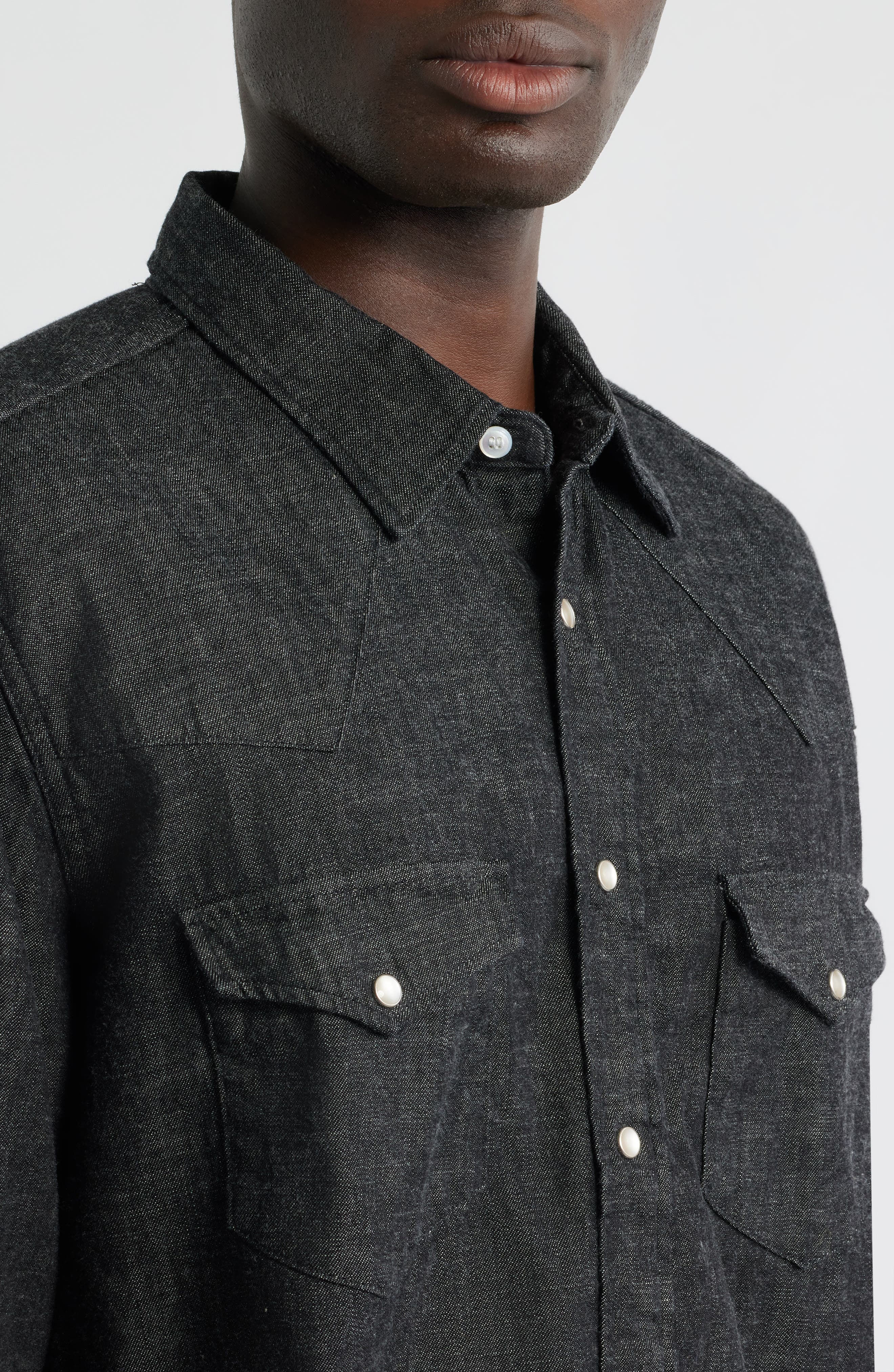Denim Western Button-Up Shirt - image 2