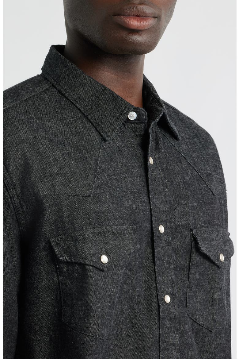 Denim Western Button-Up Shirt, Alternate, color, BLACK DENIM