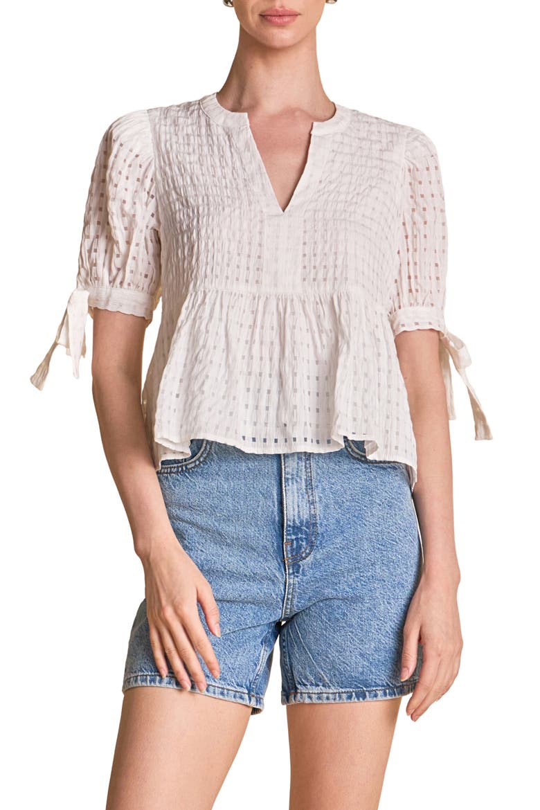 Gingham Poplin Top, Main, color, WHITE