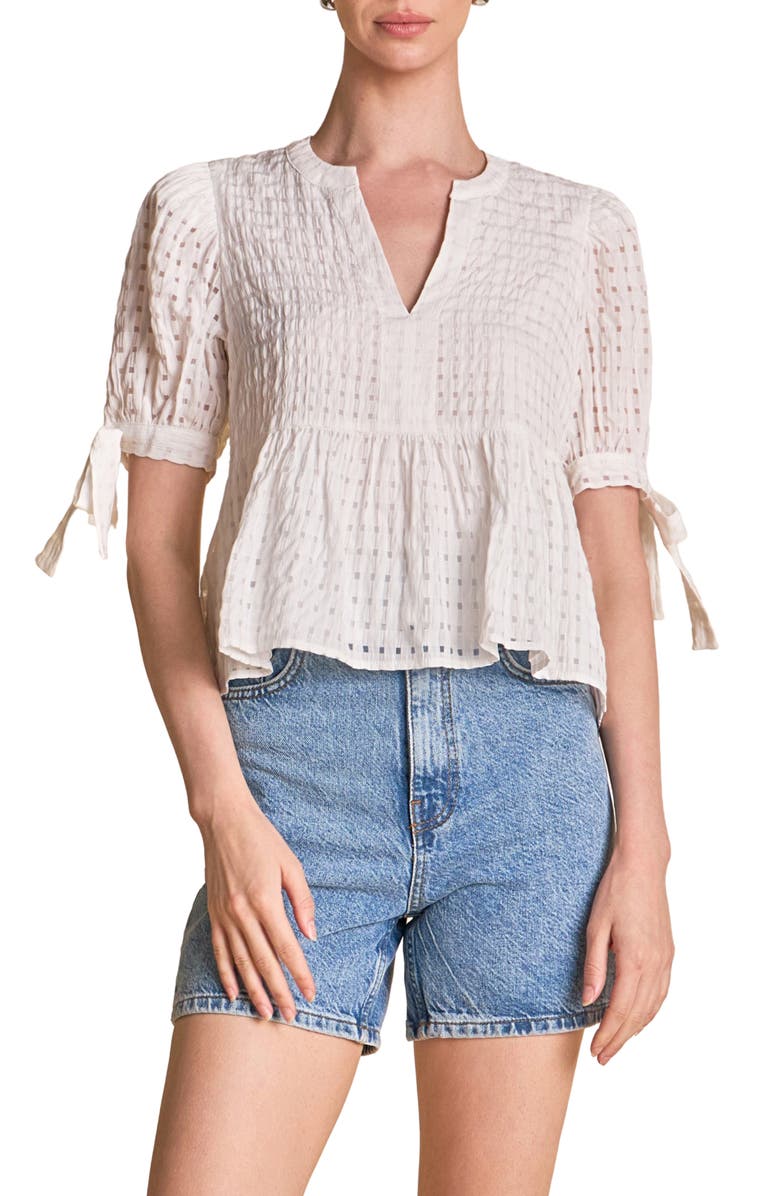English Factory Gingham Poplin Top, Main, color, White