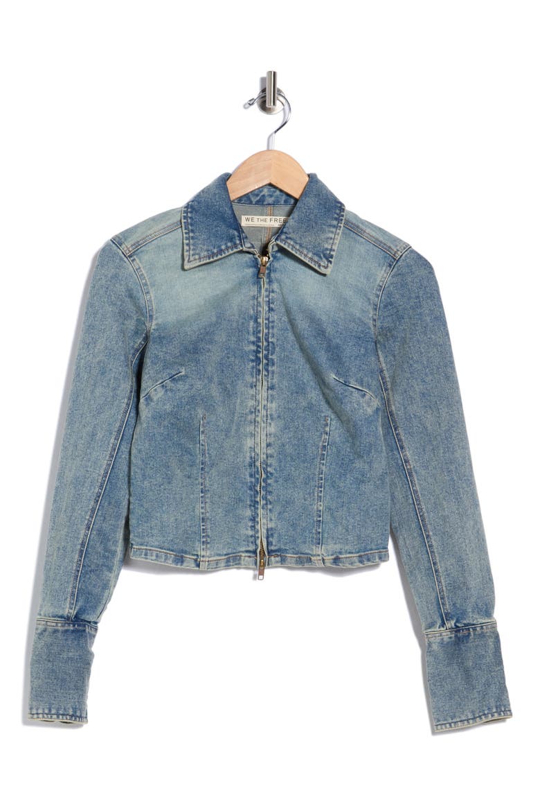 Sammy Zip Denim Top, Alternate, color, BLUE