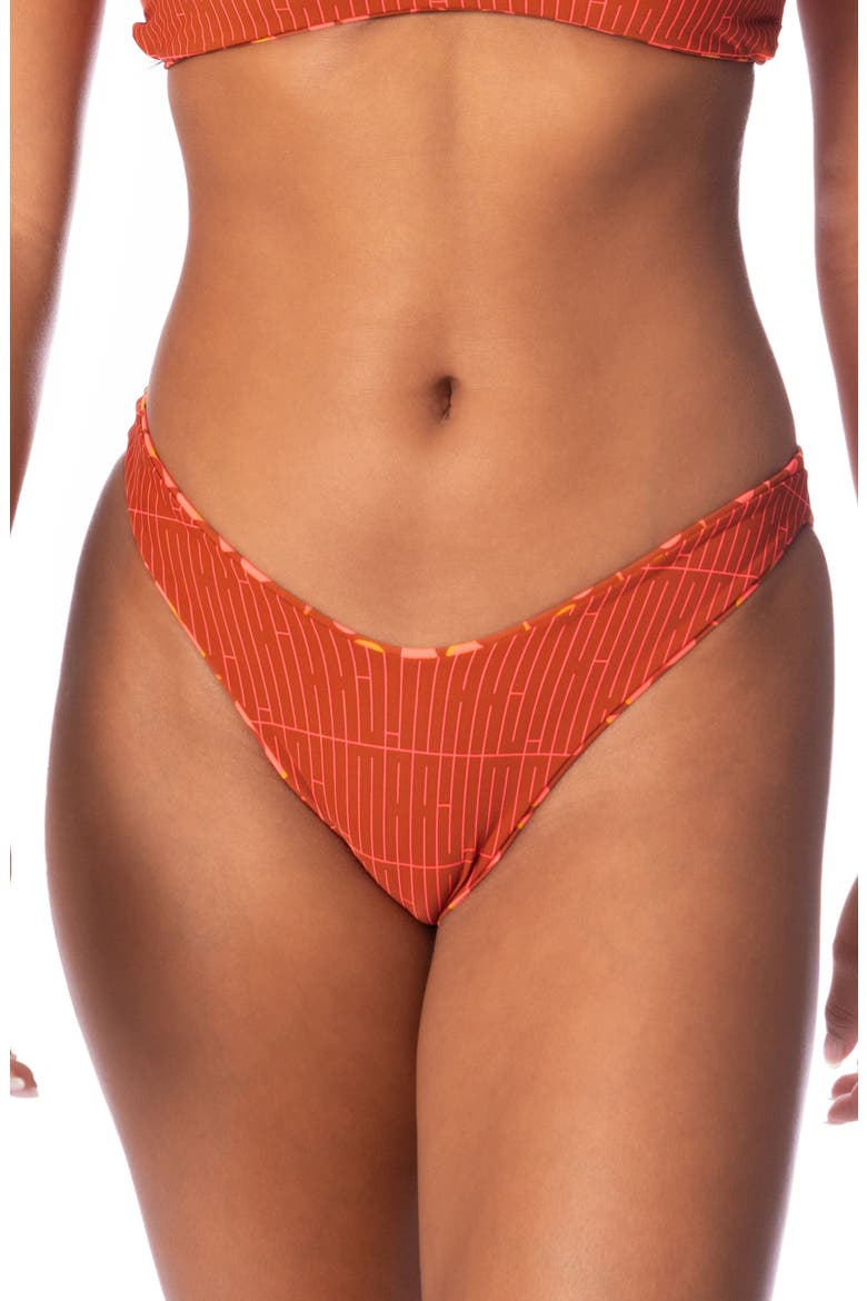 Splendor Geo Waves Reversible Bikini Bottoms, Alternate, color, BROWN